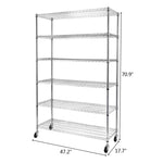 ZUN 6-Tier NSF Heavy Duty Adjustable Storage Metal Rack with Wheels/Leveling Feet & Shelf Liners Ideal 15636735