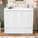 Full Size Murphy Bed with USB Port and a Large Drawer, White N708P205903K