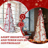 7 FT Fully Decorated Pre-lit Christmas Tree, Pop Up Artificial Xmas Tree with 170 Warm Lights and 98384148