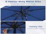 10 Ft Solar Powered Patio Umbrella with 24 LED Lights, Beige Outdoor Market Umbrella 70193351