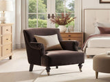 Eloise 30" Pleated Sock Arm Accent Armchair Deep Brown Performance Velvet B2719P387116