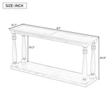 U_STYLE Vintage Wood Grain Console Table with Bottom Shelf and Four Vase Legs, Suitable for N711P256976V