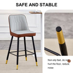 ZUN Modern Two-Tone PU Bar Stool - Brown Light Gray spliced chairs With Gold Decorated Legs.Brown W1151P211976