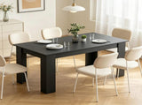 Modern Dining Table 63 Inch Rectangular Kitchen Table for 4-6 People Black Wood Effect Living Room 02324399