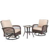 ZUN 3 Pieces Patio Furniture Set, Outdoor Swivel Gliders Rocker, Wicker Patio Bistro Set with Rattan 40555830