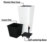 ZUN 11" Composite Self-watering Cylinder Square Planter Box - High - White B046P144682