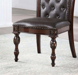 Traditional Set of 2pcs Side Chairs Brown Cherry Solid wood Espresso Leatherette Tufted Formal B011P197299