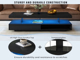 VIBE HAUS LED Coffee Table with Storage, Modern Center Table with 2 Drawers and Display Shelves, WF307038AAB