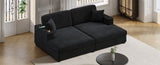 86.5" Oversized Loveseat Chaise Lounge Sectional Sofa Bed Corduroy Sleeper Sofa with USB Ports , N719P232602B