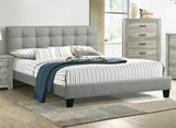Contemporary 1pc Queen Size Bed Grey Polyfiber Tufted Headboard Platform Bedframe Bedroom Furniture B011P243663