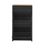 ZUN Functional Entryway Organizer with 2 Flip Drawers, Wood Grain Pattern Top Shoe Cabinet with Drawer, 98388469