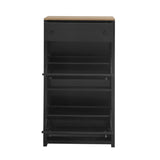 ZUN Functional Entryway Organizer with 2 Flip Drawers, Wood Grain Pattern Top Shoe Cabinet with Drawer, 98388469