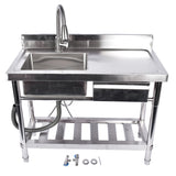 Stainless Steel Kitchen Sink Commercial Freestanding Utility Sink with Drawer and Pull-Out Faucet 48168067