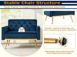 Blue Modern Tufted Velvet Accent Chair, Ergonomic Wide Seat Single Sofa Chair with Padded Armrests, 12808799