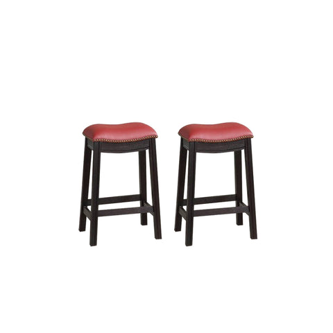 ZUN Burgundy PU Upholstery Counter Stool, Set of 2 SR011821