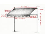 98" Manual Retractable Patio Awning, Height Adjustable Sunshade Canopy with Crank Handle, for 88958549