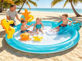 Kids Inflatable Marine Life Spray Pool with Slide & RingToss Game, PVC Outdoor Water Play Center 69496282
