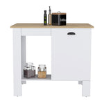 ZUN Atenea Kitchen Island, Single Door Cabinet, Shelf White / Macadamia B200P239597