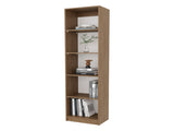 Natural Oak and White 5-Shelf Bookcase with Open Storage B062P355526