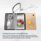 Kitchen Sink 33"x19" Multifunctional undermount Flying Rain Waterfall S304 Stainless Steel Handmade 18198339