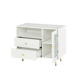 Modern Makeup Vanity Desk with Mirror and Lights, Retractable Dressing Table with Drawers and N844P288432A