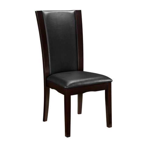 ZUN Modern Contemporary Dining Side Chairs Set of 2 Dark Brown Faux Leather Upholstered Espresso Finish B011P255724