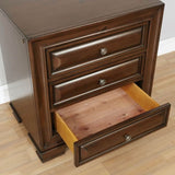 Brown Cherry Solid wood 1pc Nightstand Nickel Round Knob Transitional Style 3-Drawers Nightstand w B01149585