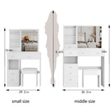 29.2" Small Size Left Drawer Desktop Vanity Table Cushioned Stool, Extra Large Right sliding W3258P291631
