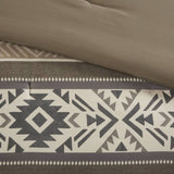 5 Piece Stripe Herringbone Comforter Set with Throw Pillows Brown Full/Queen B035P266667