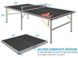 6ft Black Mid-Size Table Tennis Table Foldable & Portable Ping Pong Table Set for Indoor & Outdoor W1408P478678