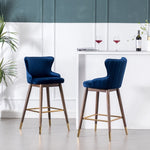 ZUN Leland Fabric Upholstered Wingback Bar Stools, Set of 2, Blue T2574P165110