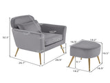 Half Disassembled Single Chair With Gold Feet And Pedals Flannelette Indoor Leisure Chair Dark Gray 65909311