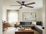 52" Matte Black Modern Reversible Motor Integrated LED Dimmable Ceiling Fan with Light and Remote W1367P448317