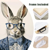 Gallery Wrapped Canvas Wall Art - Dapper Bunny in Tailored Cobalt Blue Suit, Modern Animal Portrait W3374P324198