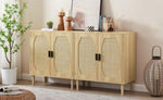 ZUN Kitchen storage cabinets with rattan decorative doors, buffets, wine cabinets, dining rooms, 37563688