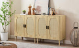 ZUN Kitchen storage cabinets with rattan decorative doors, buffets, wine cabinets, dining rooms, W1162127385