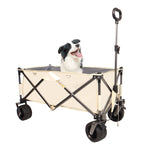 ZUN Folding Wagon, Heavy Duty Utility Beach Wagon Cart for Sand with Big Wheels, Adjustable Handle&Drink W321P164906