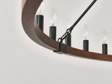 39.3 INCH Wood Wagon Wheel Chandelier Modern Farmhouse Pendant Light 20-Light Ceiling Hanging W5008P464781