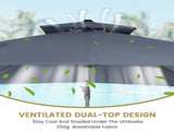 11FT Patio Umbrella Outdoor Square Double Top Umbrella in Gray T3609P347438