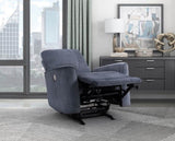 Modern Living Room 1pc Power Rocker Reclining Chair Dark Gray Velvet Upholstery Solid Wood Frame B011P204079