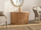 Valentine 24" 2-Drawer Storage Side Table, Natural Brown Beech Wood B2719P238488