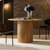 46.45 inch MDF Dining Table for Dining Room Round Dinner Tables Mid-Century Modern Table OAK W876P254359