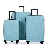 3 Piece Luggage Sets ABS Lightweight Suitcase with Two Hooks, Spinner Wheels, TSA Lock, W28453578