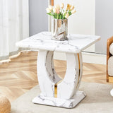 ZUN Modern Minimalist White Marble-Patterned MDF Square Coffee Table. Add a quiet and cozy atmosphere to W1151P211301