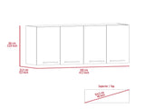 Stockton Rectangle Four Swing Doors Wall Cabinet Black Wengue B06280441