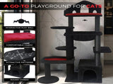 Black Gothic Cat Tree, Multi-Level Spooky Cat Tree with Scratching Posts, Perches, Hammock, and Cat 47364737