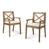 PERLA DINING CHAIR,2PCS with 2 Cream Cushions,for Backyard, Poolside, Garden N762P251938A