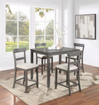 ZUN Classic Stylish Gray Natural Finish 5pc Counter Height Dining Set Kitchen Wooden Top Table and B011P149001