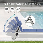 ZUN Outdoor Patio Chaise Lounge Set of 3, Aluminum Pool Lounge Chairs with Side Table and Wheels, W1859P172278