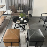 Round Coffee Table Wood Grain and Black Metal W2221P190907